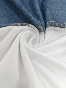 SHEIN 女士休闲修身牛仔针织套头短袖T恤 - 白色 - 查看 5