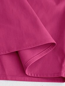 Maweii Plus Size Women 2pcs Set Solid Color Cropped Vest & Wide Leg Pants Suit Pink Festival - Hot Pink - View 6