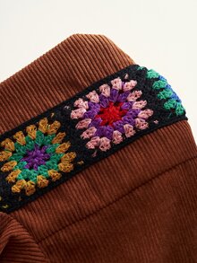 Bohemela 休閒復古街頭風女款梭織拼接運動衫，日常穿搭，秋季棕色系 - 棕色 - 查看 9