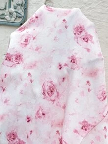 Lyckli Pink Floral Print Sundress With Slit, Perfect For A Relaxing Summer Vacation. Ideal For Expectant Mothers Attending A Baby Shower Maternity Photoshoot - Pink - View 9