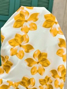 Lyckli Maternity Floral Print Tie Front Fashion T-Shirt - Yellow - View 5