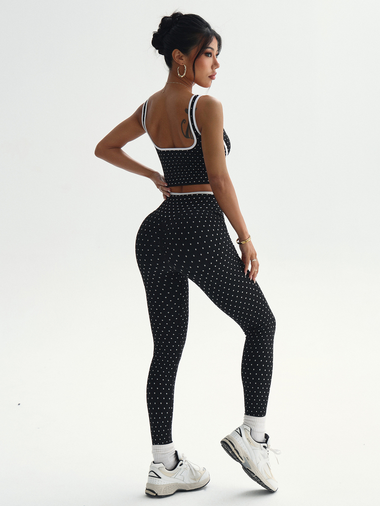 SHEIN Dewbera Women's Seamless Colorblock Yoga Sports Set - Black and White - View 2
