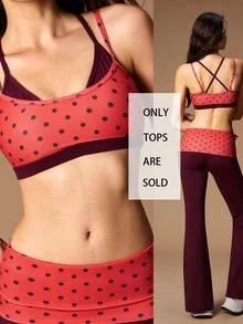 VARSIVA Women's Polka Dot Print 2 In 1 Daily Fitness Sports Bra - Multicolor - View 2