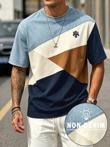 Sorvial Men's Casual Geometric Print Crew Neck Short Sleeve T-Shirt - Multicolor - View 1