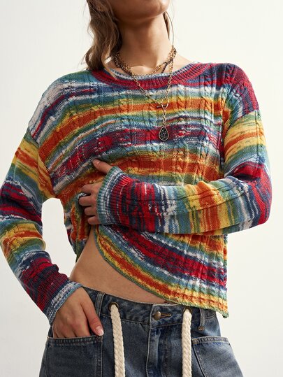 Bohemela Women's Colorblock Casual Versatile Everyday Long Sleeve Sweater