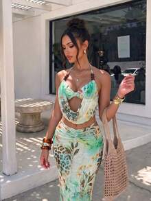 SHEIN Swim 2026SS Spring Summer New Boho Style Printed Elegant High-End Vacation Beach Seaside Casual Women Swimsuit Set - Multicolor - View 1