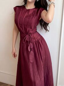Feyla New Design Luxury French Elegant Chic Romantic Purple Vacation Flowy Dress - Red Violet - View 6