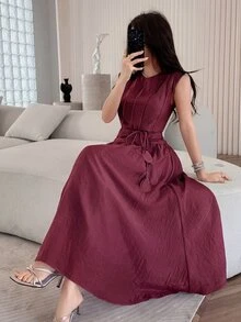Feyla New Design Luxury French Elegant Chic Romantic Purple Vacation Flowy Dress - Red Violet - View 5