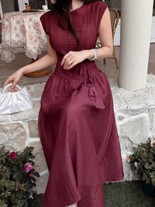 Feyla New Design Luxury French Elegant Chic Romantic Purple Vacation Flowy Dress - Red Violet - View 4