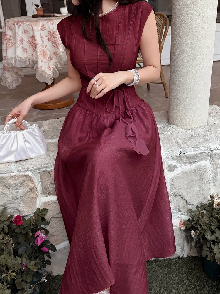 Feyla New Design Luxury French Elegant Chic Romantic Purple Vacation Flowy Dress - Red Violet - View 3
