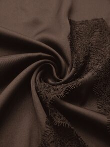 Reflora Plus Size Women Lace Patchwork Split Design Casual Versatile Skirt - Coffee Brown - View 3