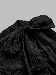 SHEIN Pitira 兒童青少年女孩派對穿著 秋冬新款甜美蕾絲不對稱肩不對稱下擺短洋裝，晚禮服，儀式禮服 - 黑色 - 查看 4