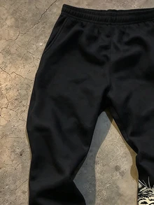 Manfinity Dauomo Men's American Dark Gothic Skull Hugging Cat Print Sweatpants, Elastic Waist Draped Casual Long Pants - Multicolor - View 3