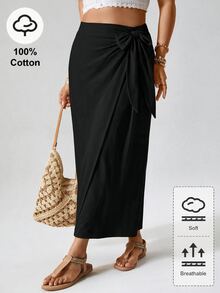 Travachic Plus Size Women's Vintage Elegant Casual Bohemian Maxi Skirt Brunch Formal Vacation Black Autumn - Black - View 3