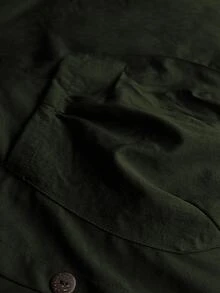 SHEIN LUNE Plus Size Casual Hooded Long Jacket With Large Pockets Fall - Dark Green - View 7