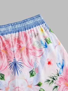Swim Oasis 26SS Spring/Summer White Water Wave Coconut Tree Print One-Piece Swimsuit With Bikini Bottoms 2 Pieces Set Beach Vacation Tropical - Multicolor - View 7