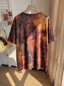 Comfortcana 大尺碼哥德風 Grunge 骷髏手印趣味短袖 T 恤，棕色夏季款，適合萬聖節派對、度假、生日 - 彩色 - 查看 2