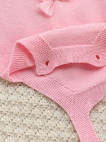 Baby Girl Bow Decor Casual Everyday Jumpsuit - Baby Pink - View 3