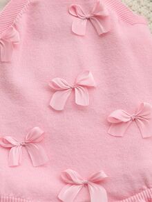 Baby Girl Bow Decor Casual Everyday Jumpsuit - Baby Pink - View 6