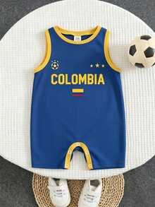 Baby Boy Summer Colombia National Football Team Style Romper - Multicolor - View 5