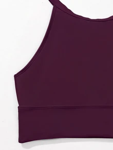 SHEIN Swim Women's Solid Color Halter Tankini Top And Triangle Bottoms Swimwear Set, Suitable For Summer Vacation - Purple - View 7