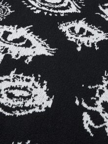 NEOSTRIT Men's Graphic Print Long Sleeve Sweater - Black - View 7