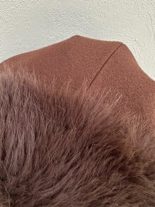 SHEIN EZwear Women's Autumn/Winter Patchwork Faux Fur Long Sleeve Double-Breasted Elegant Jacket - Mocha Brown - View 10