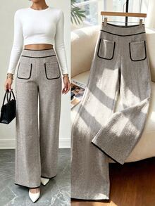 GlowEve Fall Clothes FOR WomenWomen's Wide Leg Loose Elegant Pants With Pocket Design - Coffee Brown - View 4