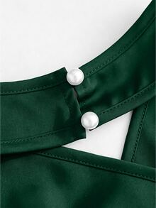SHEIN Clasi 女款性感蕾絲拼接不對稱下擺背心 - 墨綠色 - 查看 3