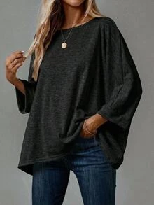 EMERY ROSE Women's Crew-Neck Batwing-Sleeve Loose-Fit Casual T-Shirt (2-Pack) - Multicolor - View 3