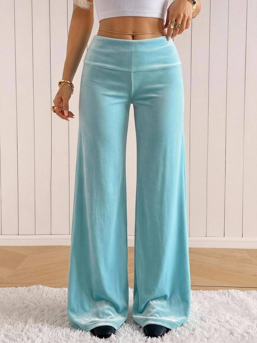 SHEIN EZwear Women's Comfortable Pleated Long Pants, Simple Daily Wear - Multicolor - View 1