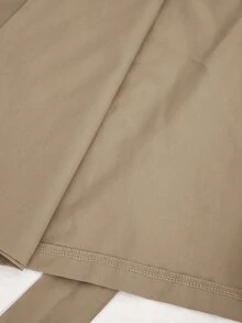 SHEIN PETITE Women's Long Sleeve Lapel Collar Belt & Button Decor Casual Jacket - Camel - View 12