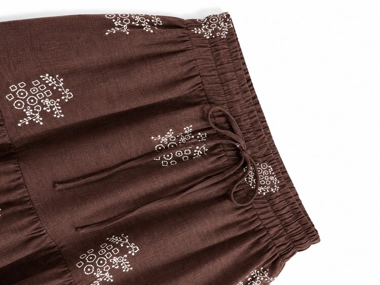 Lacomfia Women's Cake Skirt Hem Versatile Comfortable Slimming Plus Size Vacation Formal Brown Summer Boho Vintage - Coffee Brown - View 4