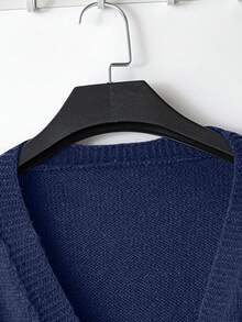 LUMIGAL Women's Versatile Metal Decor Pleated Knit Cardigan - Navy Blue - View 5
