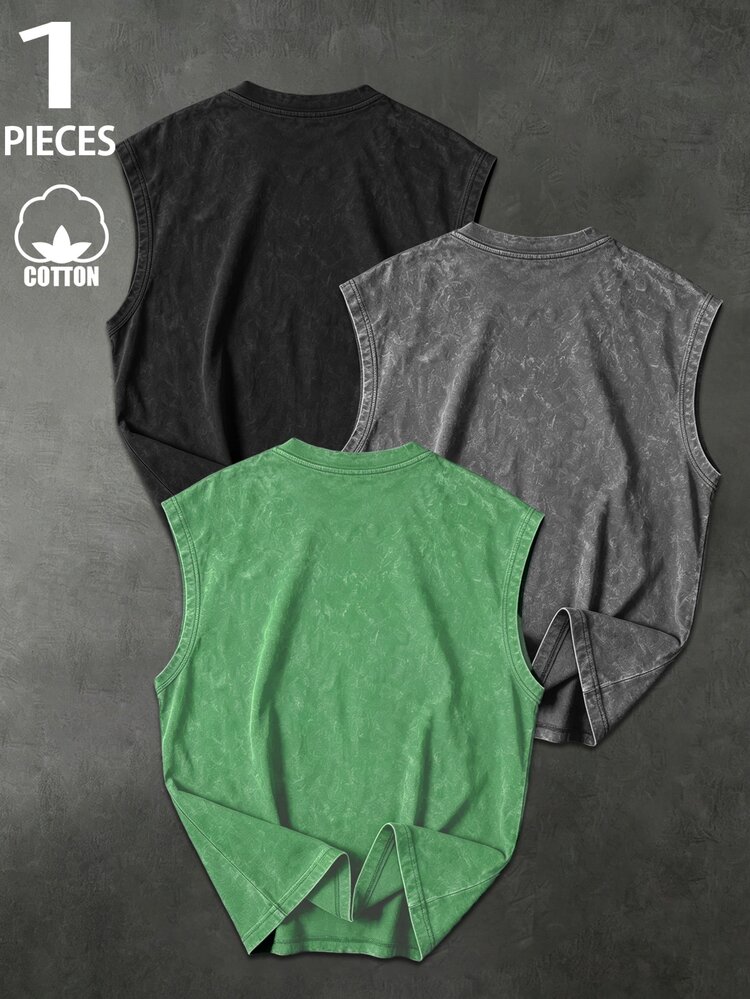 Gym Rark Men's Printed Fashion Round Neck Sports Tank Top For Fitness, Gym - Green - View 2