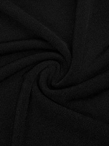 Sweetra Plus Size Women's Casual Solid Color Minimalist Square Neck Top, Bowknot Long Sleeve Shirt, Autumn/Winter Fall - Black - View 5