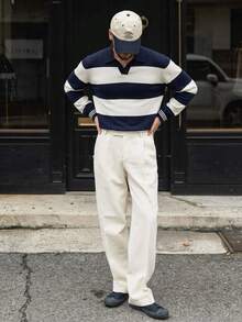 NEOSTRIT Men's Autumn Casual Colorblock Striped Sweater - Multicolor - View 6