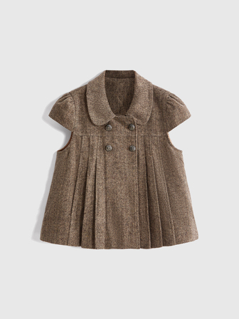 Kawaii Y2K Versatile Retro College Style Peter Pan Collar Cute Casual Grey Women's Overcoat