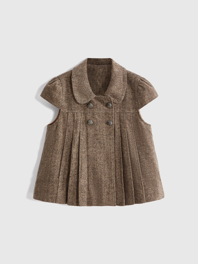 Kawaii Y2K Versatile Retro College Style Peter Pan Collar Cute Casual Grey Women's Overcoat
