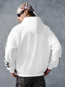Manfinity Roghcode 男士時尚水鑽角色圖案印花連帽衛衣 - 彩色 - 查看 3