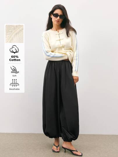 Maija Cardigan tricotat sportiv casual pentru femei, culoarea caisă, cu dungă laterală, stil urban, toamnă/iarnă