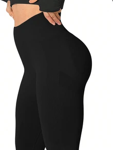 Slayform Slayform Women's High Waisted Seamless Slim Leggings, Lifting Tummy Control Compression Yoga Pants,Soft Quick-Drying 4-Way Stretch Workout Running Tights - Black - View 4