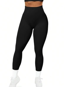 Slayform Slayform Women's High Waisted Seamless Slim Leggings, Lifting Tummy Control Compression Yoga Pants,Soft Quick-Drying 4-Way Stretch Workout Running Tights - Black - View 2
