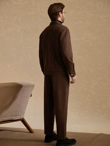 Core Aspect Men's Mature Casual Elegant Versatile Jacket And Pants Set Business Office Dark Brown Autumn - Brown - View 2