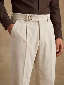 Core Aspect 1pc Men's Suit Pants, Apricot Corduroy Fabric, Versatile For Commuting, Fashionable And Comfortable, Boyfriend Gift, Husband Gift, Anniversary Gift - Beige - View 1
