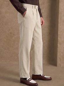 Core Aspect 1pc Men's Suit Pants, Apricot Corduroy Fabric, Versatile For Commuting, Fashionable And Comfortable, Boyfriend Gift, Husband Gift, Anniversary Gift - Beige - View 4