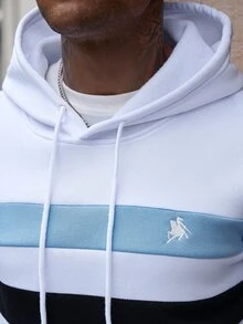 Manfinity Homme Streetwear Colorblock Striped Thermal Lined Hoodie For Men - Multicolor - View 5