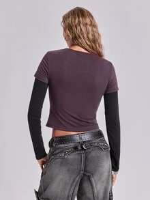 ROMWE Y2K Women T-Shirts - Purple - View 6
