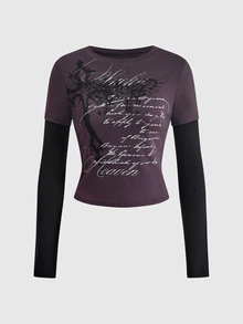 ROMWE Y2K Women T-Shirts - Purple - View 2