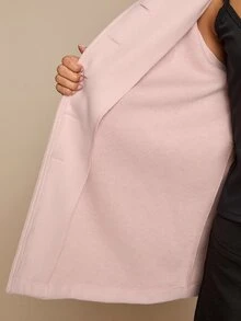 Hansera Women's Elegant Stand Collar Single-Breasted Waist-Cinching Flared Hem Long Sleeve Solid Color Overcoat - Pink - View 7